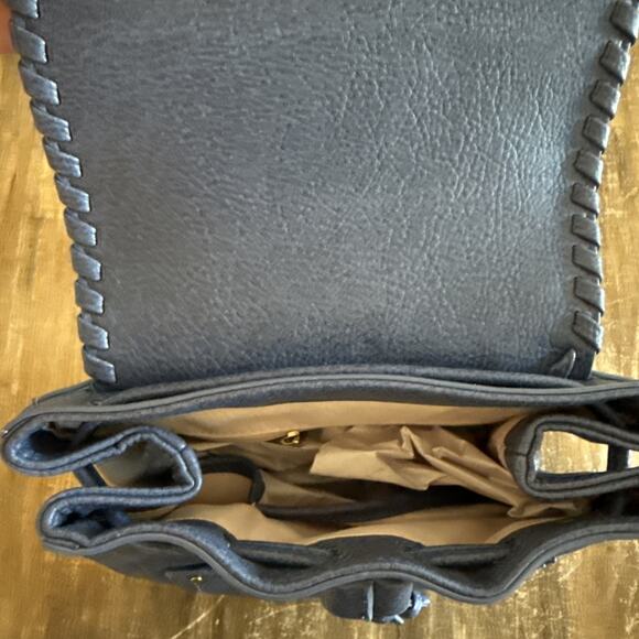 Style & Co Whip-stitch Backpack Medium Bag Faux Blue Leather